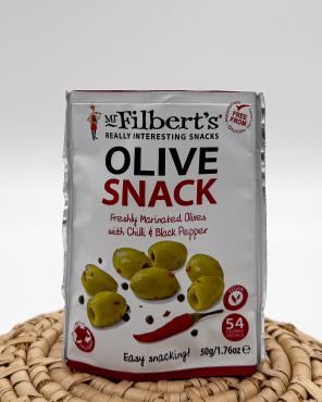Grønne oliven med chili og sort peber