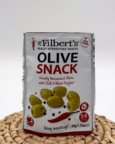 Grønne oliven med chili og sort peber